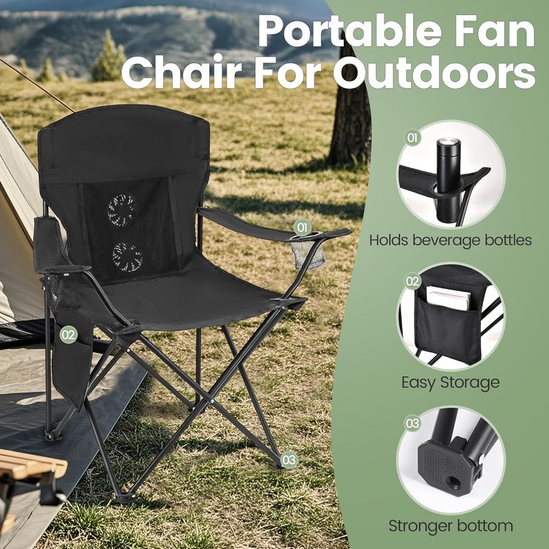 WEIDIORME 2 Pack Camping Chairs with Fan, Lightweight Camp Chair 300LBS Portable Foldable Chairs for Adults & Teens, Compact with Carry Bag for Camping, Beach, Picnics, Outdoor - Image 5